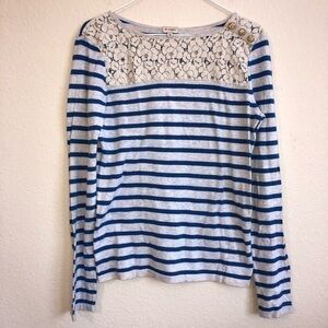 Cremieux Striped Nautical Top Lace Detail